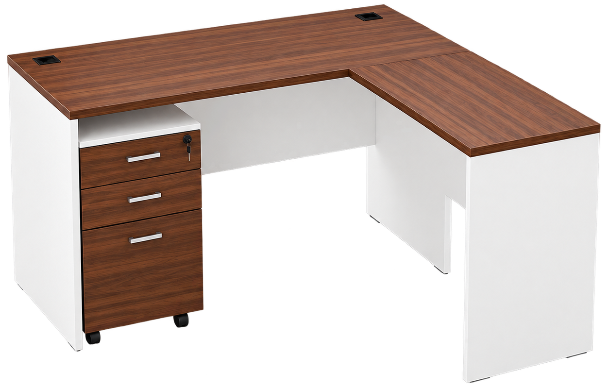 Compact L-Shaped Executive Table