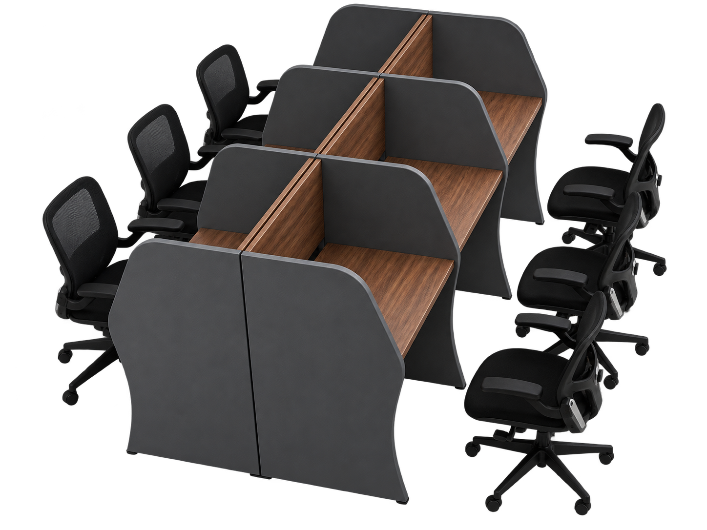 6-Seater Back-to-Back Cluster Workstation