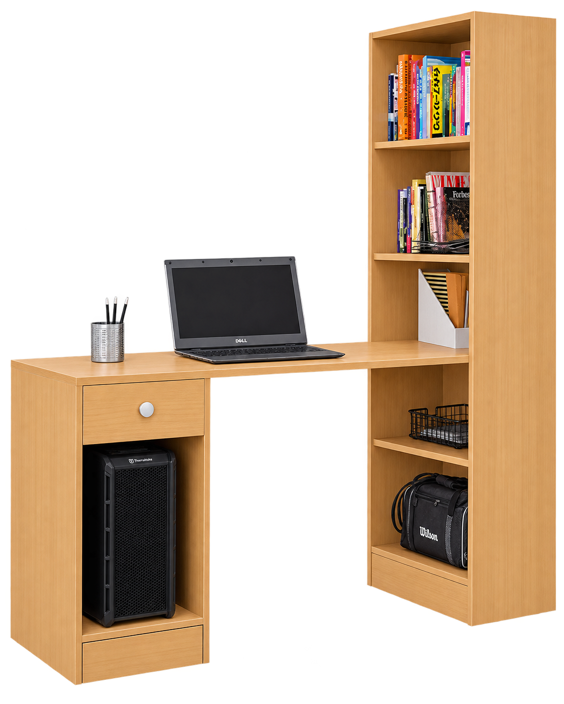 Modern Study Table with Side Bookshelf
