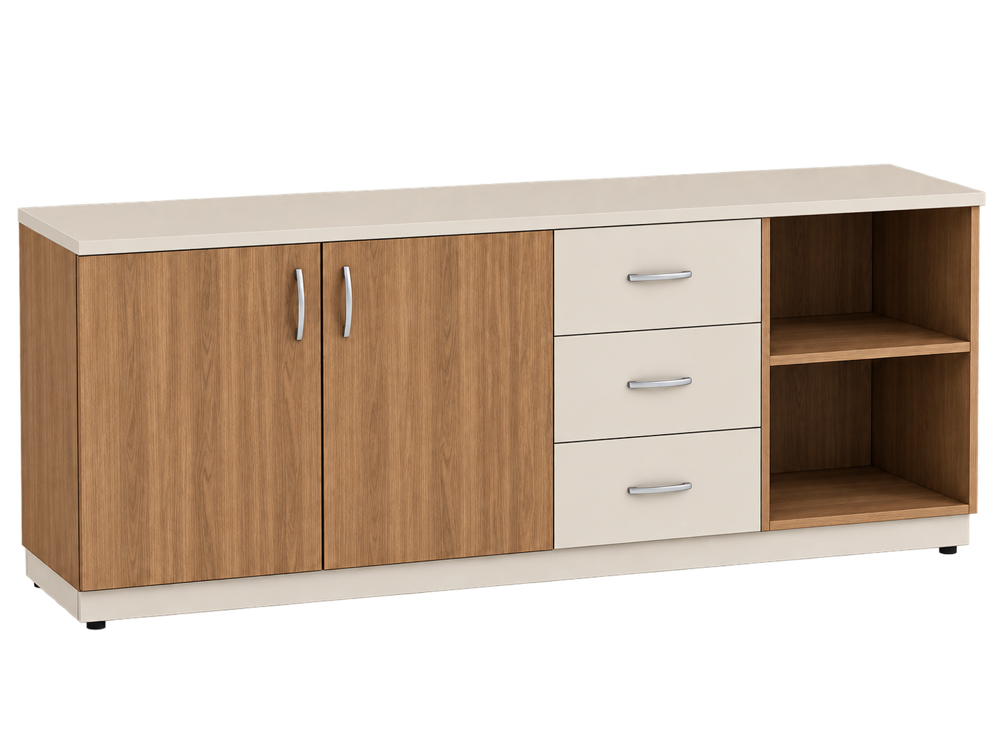 Open, Closed and Three-Drawer Office Storage Cabinet