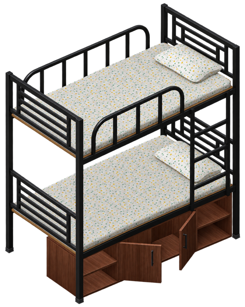 Metal Bunk Bed with Under-Bed Storage