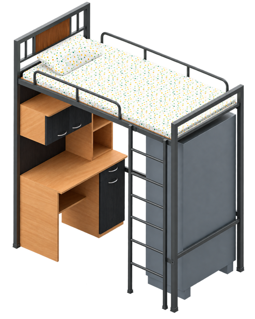 Loft Bed with Integrated Study and Storage