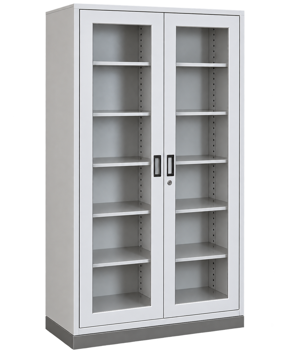 Metal Book Shelf with Full Height Glass Double Door