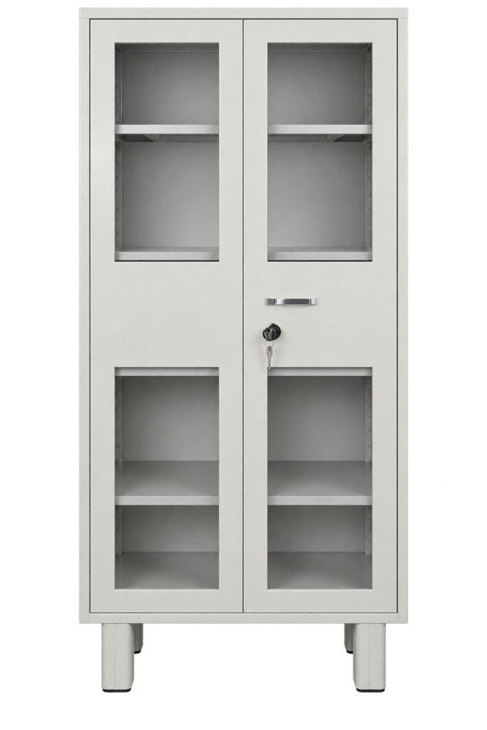 Book Shelves with Double Door & Four Glass Panels